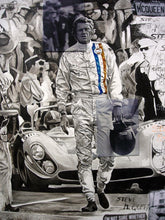 Load image into Gallery viewer, Steve McQueen in GULF racing suit
