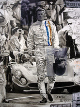 Load image into Gallery viewer, Steve McQueen in GULF racing suit