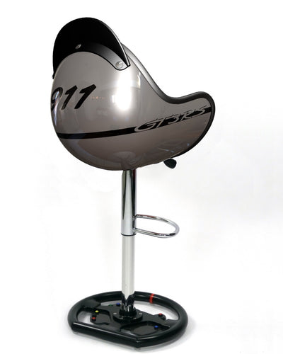 Bar chair artwork in helmet shape with Porsche 911 GT3 RS livery
