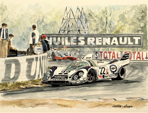 Porsche 917 Le Mans 1971 Martini Racing Team livery - watercolors painting on fine art paper