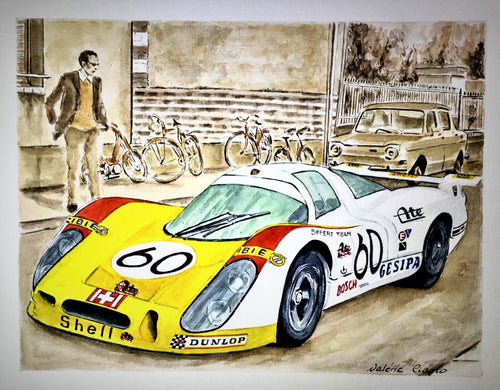 Porsche 908 - original painting artwork of Jo Siffert racing team