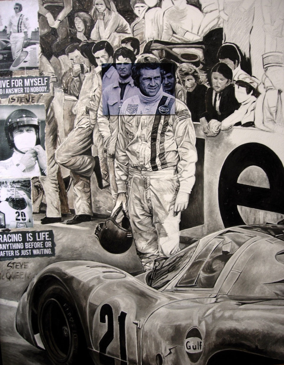 Steve McQueen - racing is life - print on canvas – P-DIRECTORY SHOP