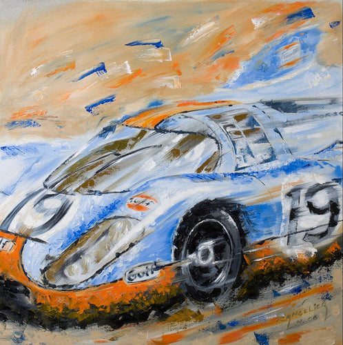 Porsche 917 Gulf livery Le Mans 1971 Müller/Attwood - original oil painting on canvas